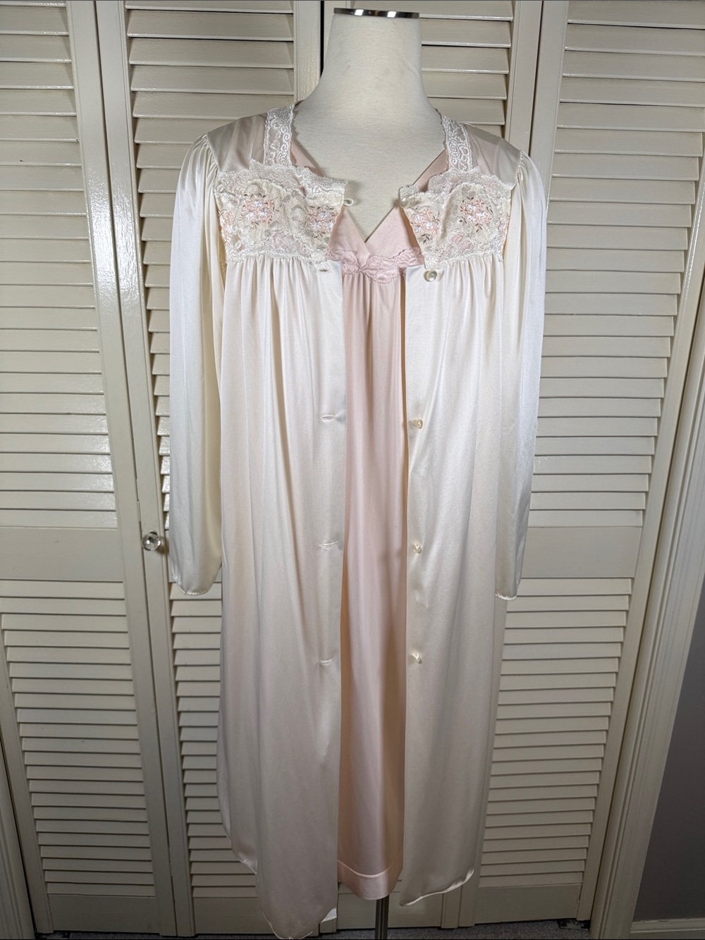 Vintage Mix Match Peignoir Set Shadowline Robe Vanity Fair Blush Nightgown M